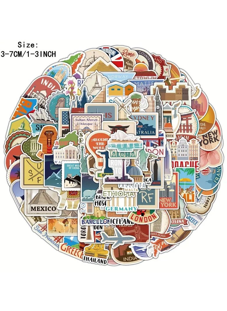 Goolsky 100pcs Global Travel City Series Graffiti Stickers - Vibrant Decorations for Windows, Helmets, Laptops, Desktops, and Water Cups - Durable, Waterproof, and Easy-to-Apply DIY Stickers for Creative Freedom  - Image 4