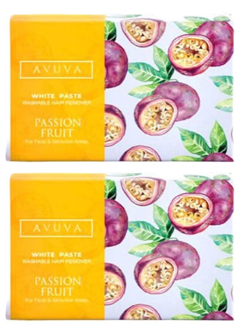 قطعتين من معجون أبيض قابل للغسل لإزالة الشعر برائحة فاكهة العاطفة للوجه والمناطق الحساسة