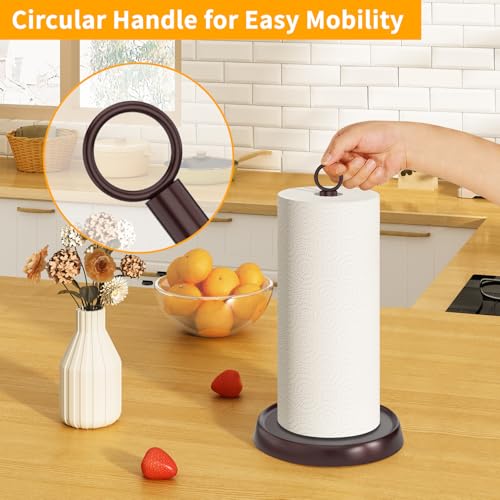 PAROTO Oil Rubbed Bronze Paper Towel Holder Countertop Oil Rubbed Bronze Kitchen Accessories Decor Stainless Steel Weighted Base Paper Towel Stand for Bathroom Farmhouse Essentials - Image 3