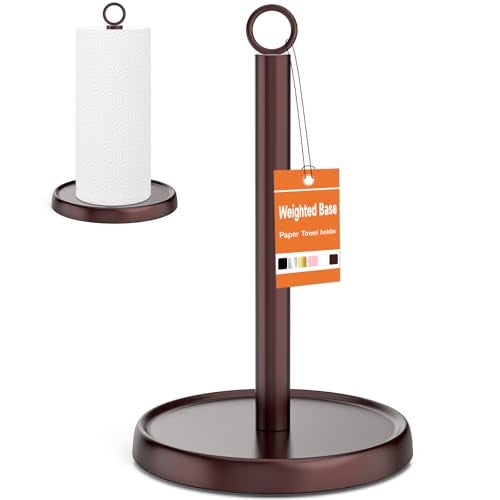 PAROTO Oil Rubbed Bronze Paper Towel Holder Countertop Oil Rubbed Bronze Kitchen Accessories Decor Stainless Steel Weighted Base Paper Towel Stand for Bathroom Farmhouse Essentials - Image 1