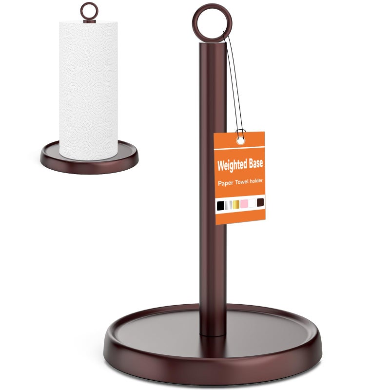 PAROTO Oil Rubbed Bronze Paper Towel Holder Countertop Oil Rubbed Bronze Kitchen Accessories Decor Stainless Steel Weighted Base Paper Towel Stand for Bathroom Farmhouse Essentials - Image 2