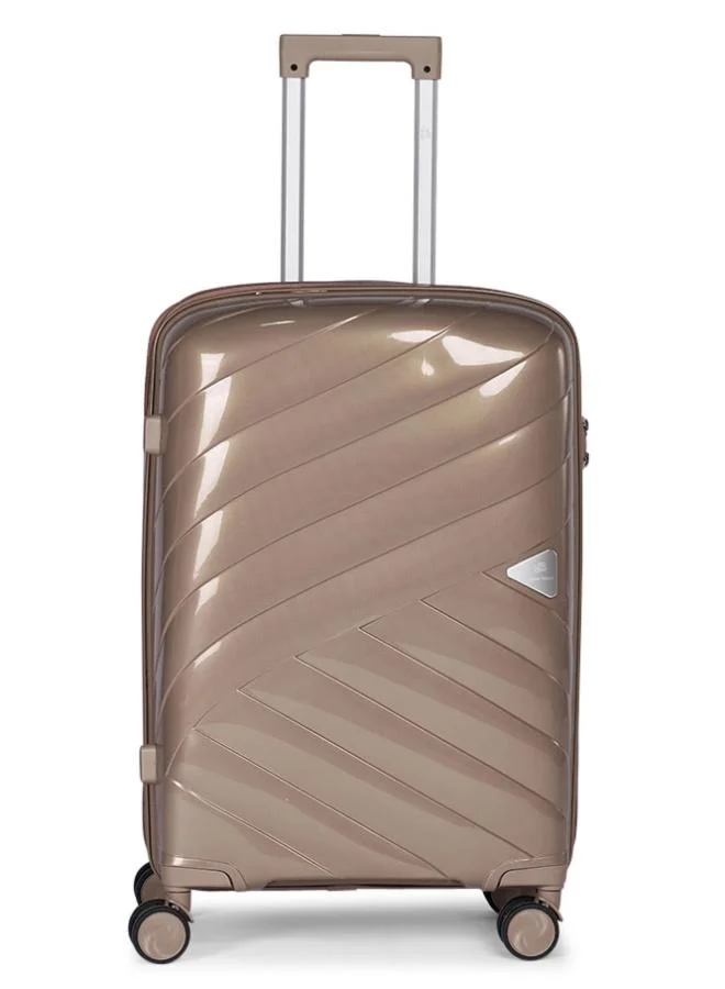 LIMRA travel bags 3-piece hard shell luggage set durable polypropylene suitcases with spinner wheels gold