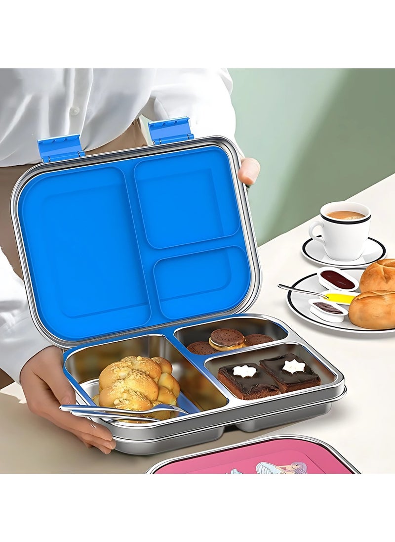 Generic Stainless Steel Bento Lunch box for kids & Adults, Insulated Stainless Steel Lunch box 3 Compartments for hot & cold meals, BPA-free, Leak-Proof  - Image 2