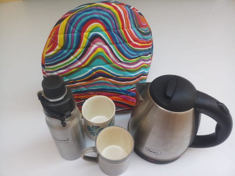 Malan Bai Mandala Tea Cozy Cover Lehriya Multi Hand Block Winter Tea Cozy Cotton Tea Kettle Warmer Pot Cover Hot Coffee Cover Handamde Kitchen Décor Brand: Malan Bai - Image 3