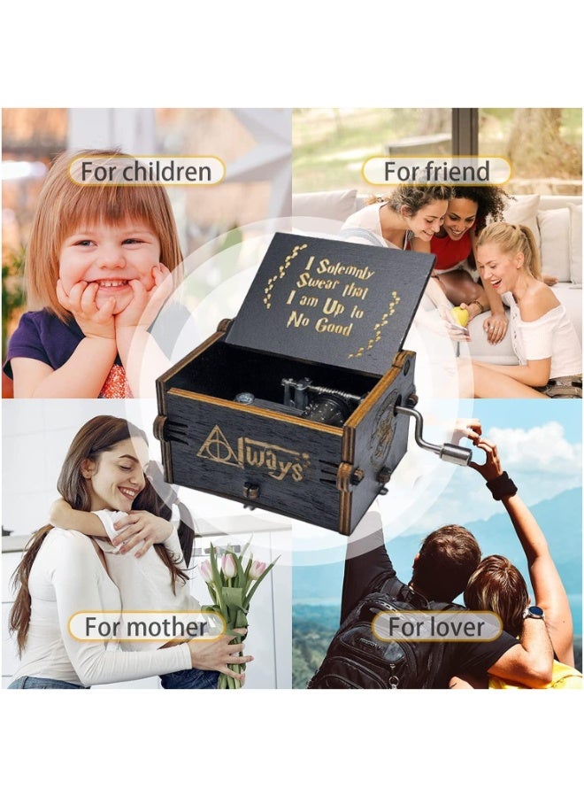 Peachjoy Wood Music Boxes,Laser Engraved Vintage Wooden Sunshine Musical Box Gifts for Birthday Valentine's Day (Harry Potter Hand Crank Music Box) - Image 5