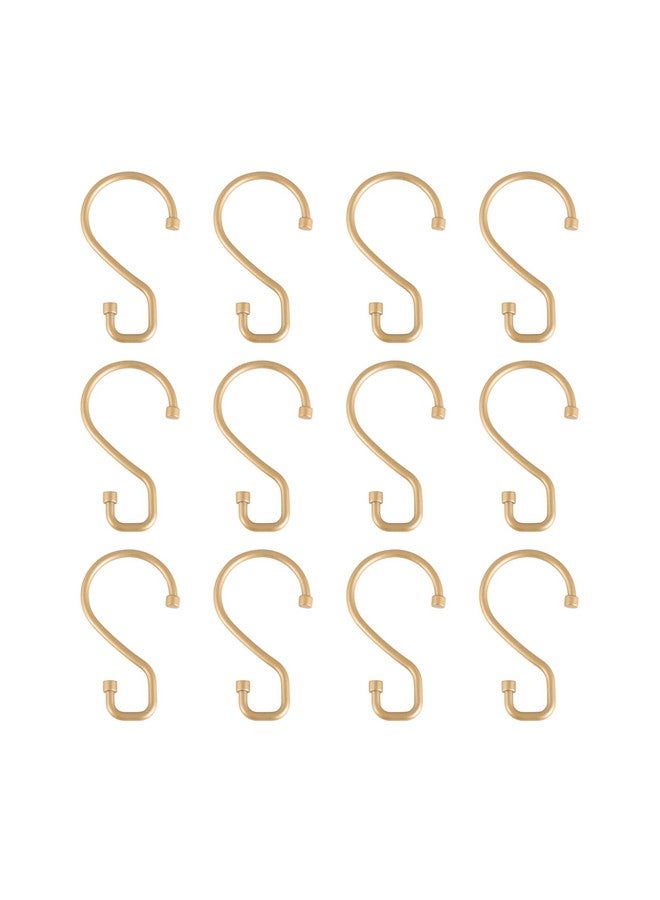 Bath Bliss Bath Bliss 12 Pack S-Hook Shower Curtain Rings | Bathroom | Metal S Shaped Hooks | Easy Glide | Easy to Install | Hang Mugs, Pans, Towels | Satin Gold  - Image 1