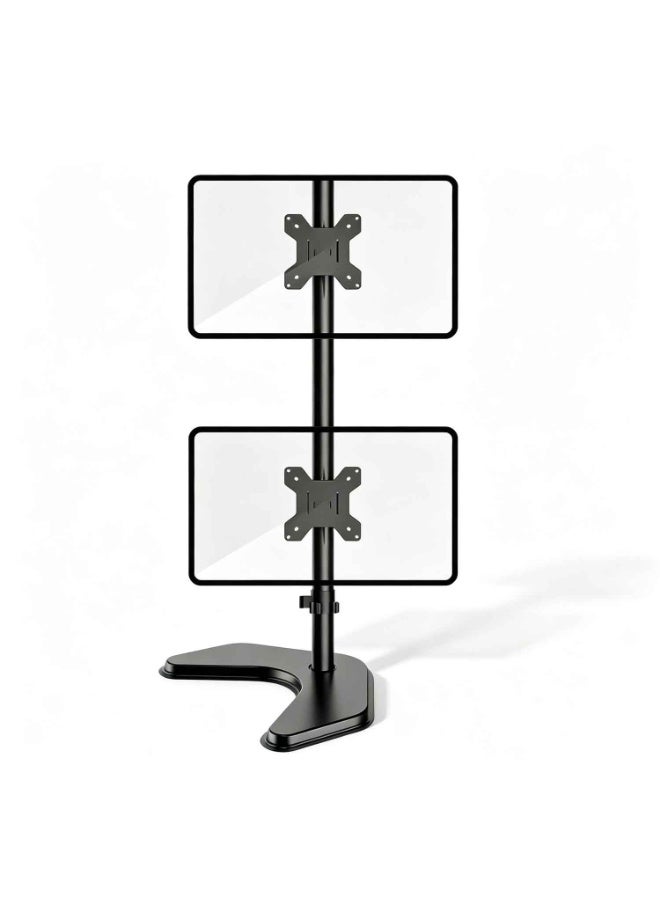 Extra Tall Dual Monitor Arm Stand, Free-Standing Stacked Monitor Mount, Heavy Duty Adjustable Computer Monitor Stand with Stable Base, Ergonomic Monitor Desk Stand, Swivel & Tilt, Ultrawide Gaming Monitor, Home Office & Desk Setup - Image 1