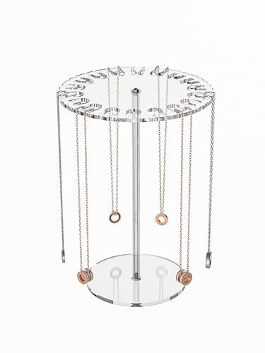Ausalivan Acrylic Necklace Holder,Jewelry Rotating Organizer Stand For The Girl's Room,Small Necklace Display Hanger Rack,Necklace Storage Hanging,Jewelry Necklace Tree - Image 1