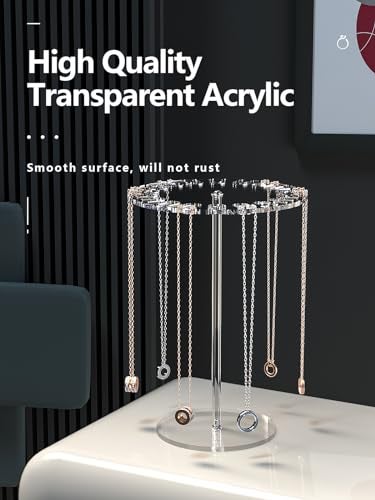 Ausalivan Acrylic Necklace Holder,Jewelry Rotating Organizer Stand For The Girl's Room,Small Necklace Display Hanger Rack,Necklace Storage Hanging,Jewelry Necklace Tree - Image 3