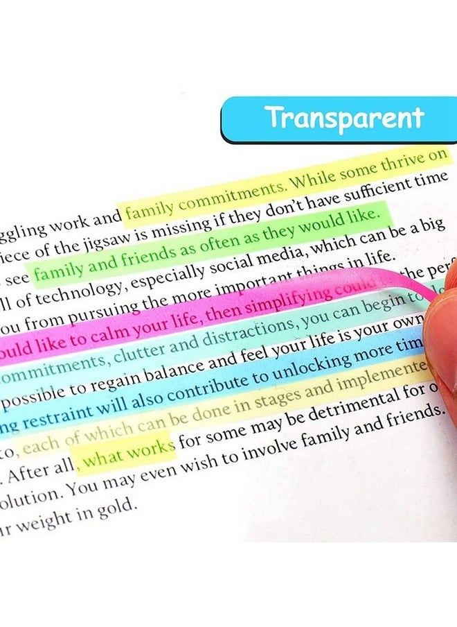 SpiderJuice SpiderJuice Clear Transparent Translucent Waterproof See Through Adhesive Aesthetic Small PET Plastic Sticky Notes Pads Tabs Flags Sets for Tracing Stuffs Book Annotation (NeonHighlighter)  - Image 4