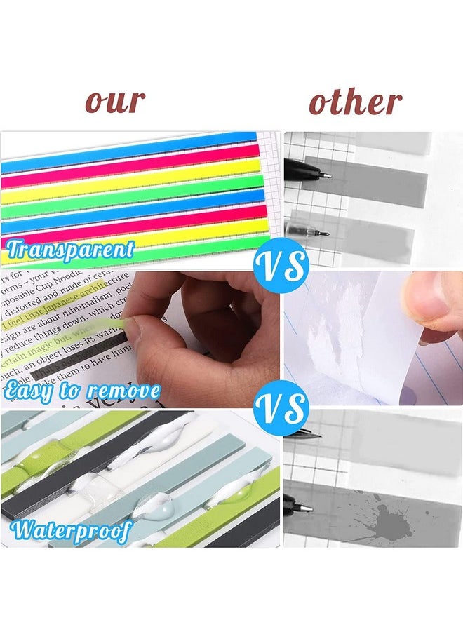 SpiderJuice SpiderJuice Clear Transparent Translucent Waterproof See Through Adhesive Aesthetic Small PET Plastic Sticky Notes Pads Tabs Flags Sets for Tracing Stuffs Book Annotation (NeonHighlighter)  - Image 5