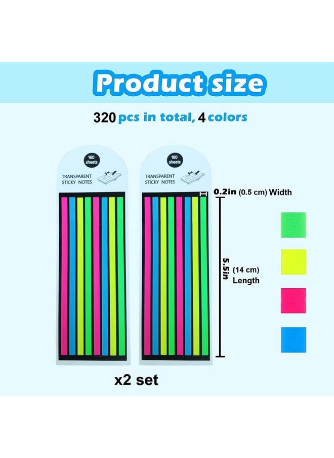 SpiderJuice SpiderJuice Clear Transparent Translucent Waterproof See Through Adhesive Aesthetic Small PET Plastic Sticky Notes Pads Tabs Flags Sets for Tracing Stuffs Book Annotation (NeonHighlighter)  - Image 3