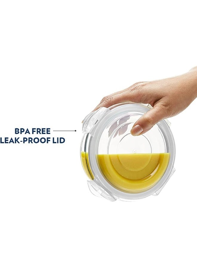 Borosil Klip-N-Store Round Glass Storage Container with Air Tight Lid Food Storage Container Microwave Safe Container 950 ML - Image 2