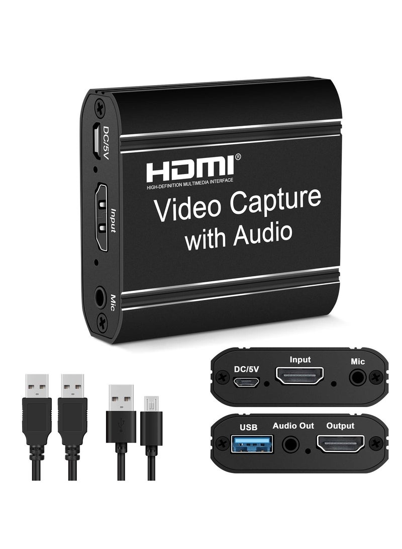 HDMI Capture Card, HDMI Video Capture Card with Loop-Out, 4K HDMI to USB Capture Card Audio Video Recorder for Gaming/Live Streaming/Video Conference, Compatible with Nintendo Switch/PS4/PS5/Xbox One - Image 1