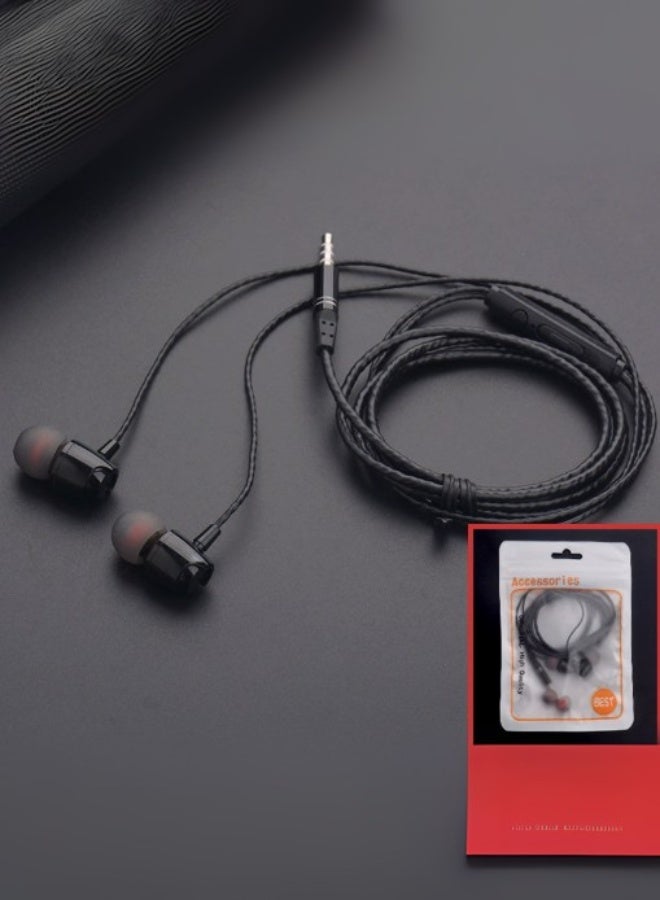 A01 In-Ear Metal Heavy Bass Earbuds Android 3.5 Line Control Call And Music Earphones With Microphone - Red  - Image 2