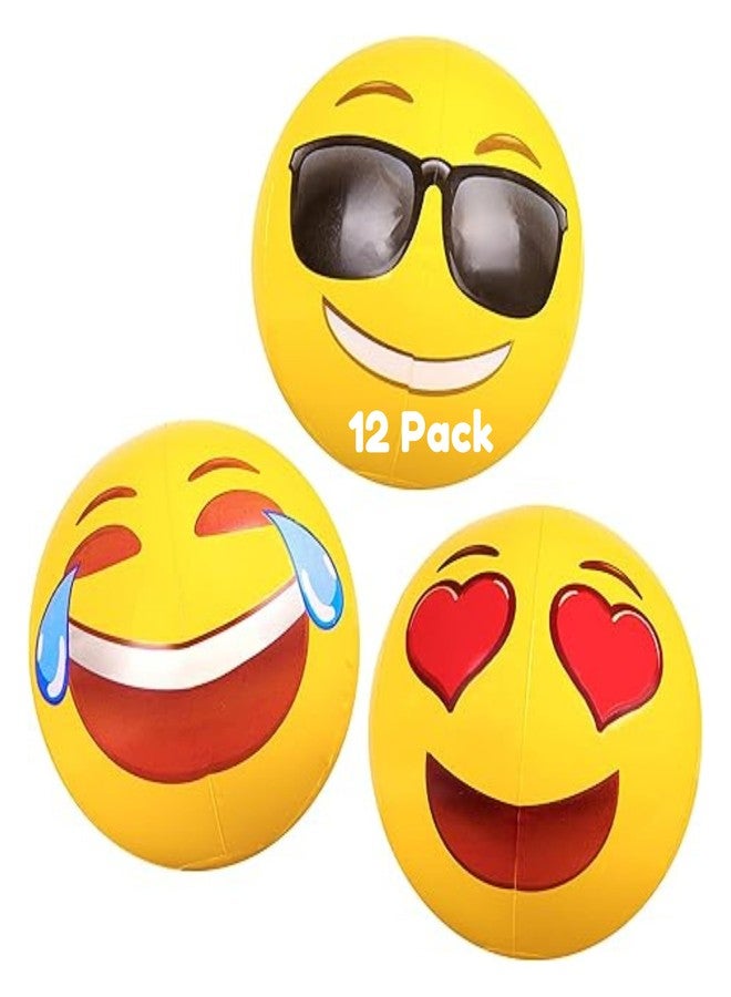Coconut Float Emoji Beach Ball 12 Pack - 18 Inch Inflatable Beach Balls - Great for Summer Parties & Swim Events - Image 1