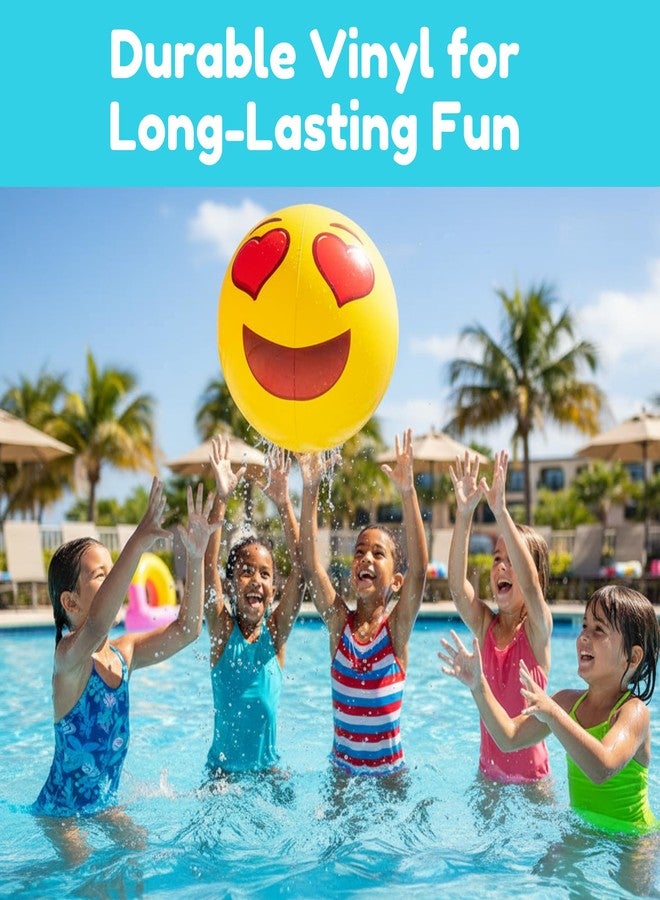 Coconut Float Emoji Beach Ball 12 Pack - 18 Inch Inflatable Beach Balls - Great for Summer Parties & Swim Events - Image 3