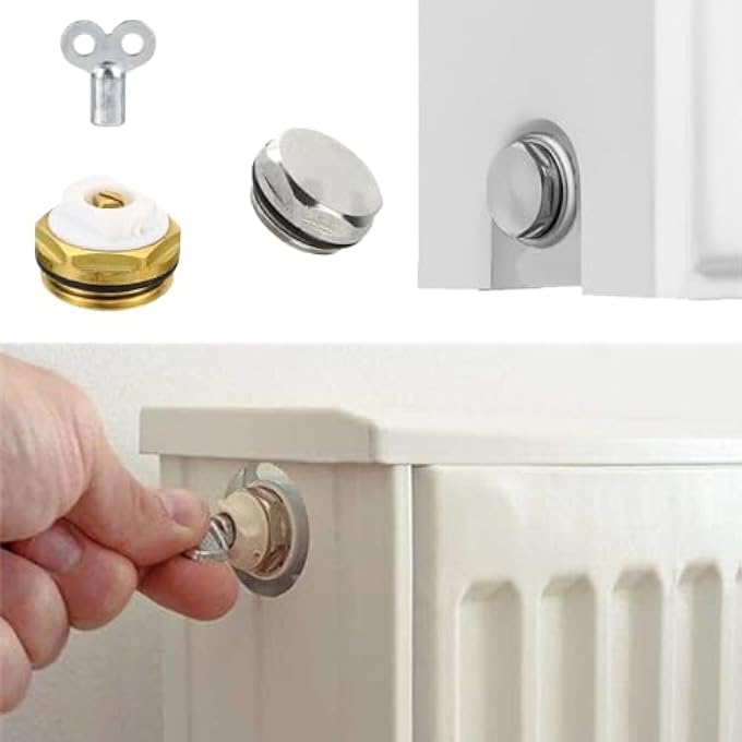 RADIATOR KEY MANUAL RADIATOR BLEED VALVE 1/2" BSP BLEED VALVE AND END CAP PACK - Image 3