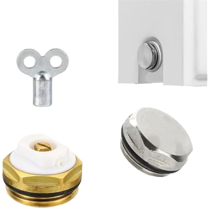 RADIATOR KEY MANUAL RADIATOR BLEED VALVE 1/2" BSP BLEED VALVE AND END CAP PACK - Image 1