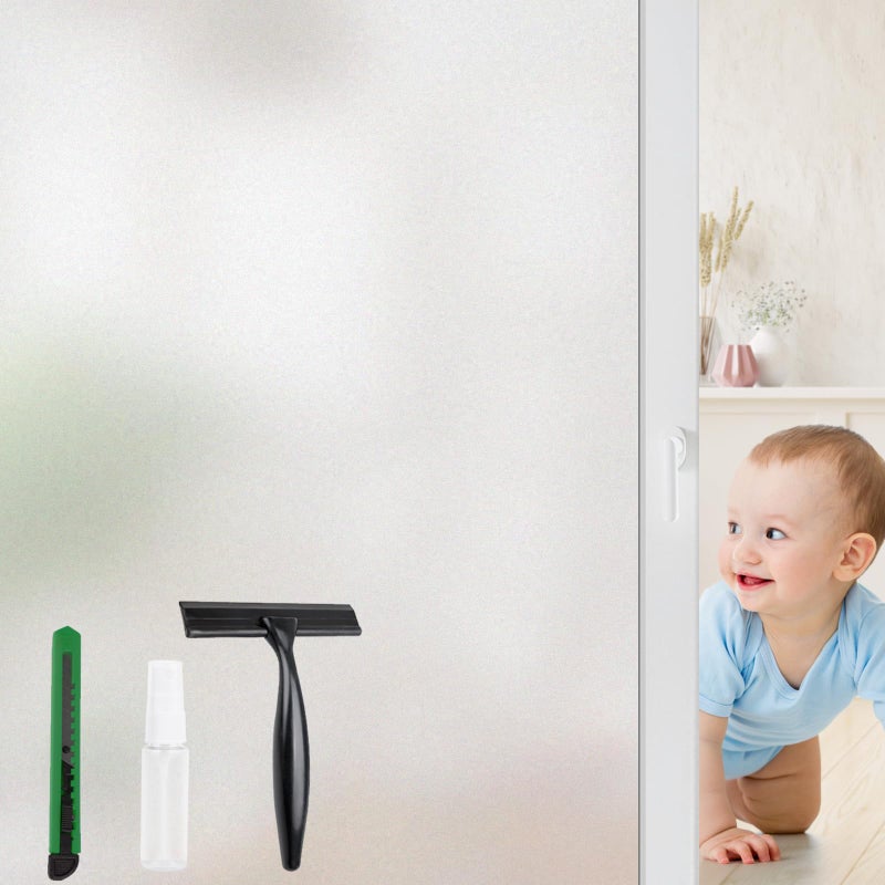 STATINT WINDOW FILMS STATINT Frosted Glass Window Film Privacy Sun Blocking UV Protection Window Clings Bathroom Non Adhesive Static Cling Glass Stickers for Home Office,17.3 Inch X 6.5 Feet - Image 1