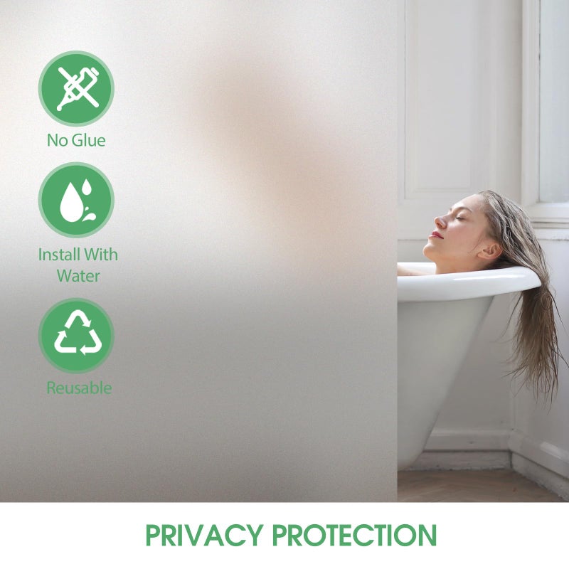 STATINT WINDOW FILMS STATINT Frosted Glass Window Film Privacy Sun Blocking UV Protection Window Clings Bathroom Non Adhesive Static Cling Glass Stickers for Home Office,17.3 Inch X 6.5 Feet - Image 3
