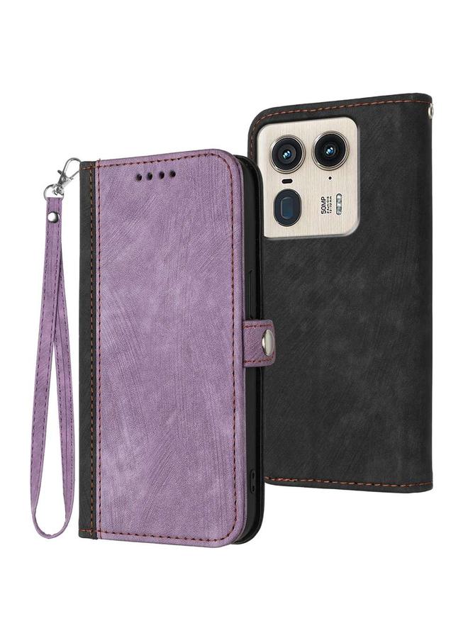 اس-توب جراب هاتف موتورولا موتو X50 ألترا مع مشبك جانبي وحزام يد مزدوج الطي مصنوع من الجلد - Image 1