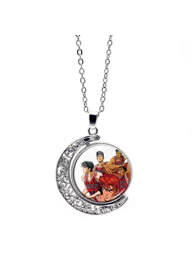 KUYING New Slam Dunk Double Sided Rotating Moon Pendant Necklace 