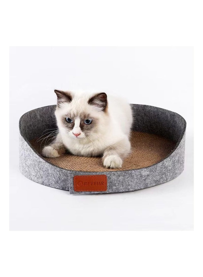 TaoTaoPet Cat Scratcher Cardboard, Crown Stylish Scratching Pads for Cats(Grey) - Image 1