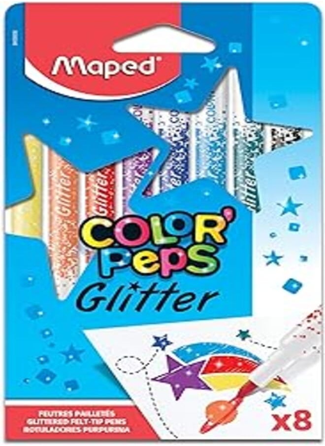 Maped Maped Color'Peps Premium Glitter Markers X8 845808, multicolor, x12 Glitter Felt Pens 