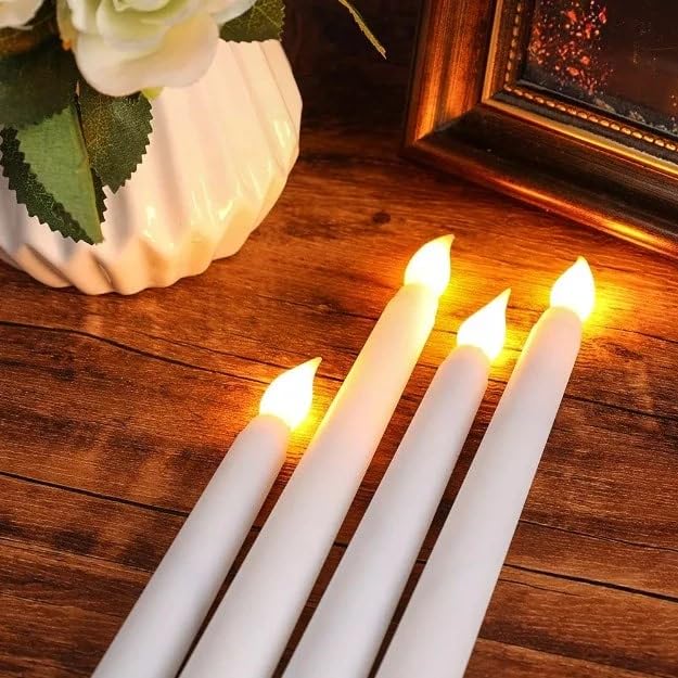 Chronos LED Long Pole Flameless Flickering Taper Candles – Battery Operated, Warm White, Pack of 5 | Realistic Glow, Safe & Smokeless, Perfect for Home Décor, Festivals, and Special Events - Image 4