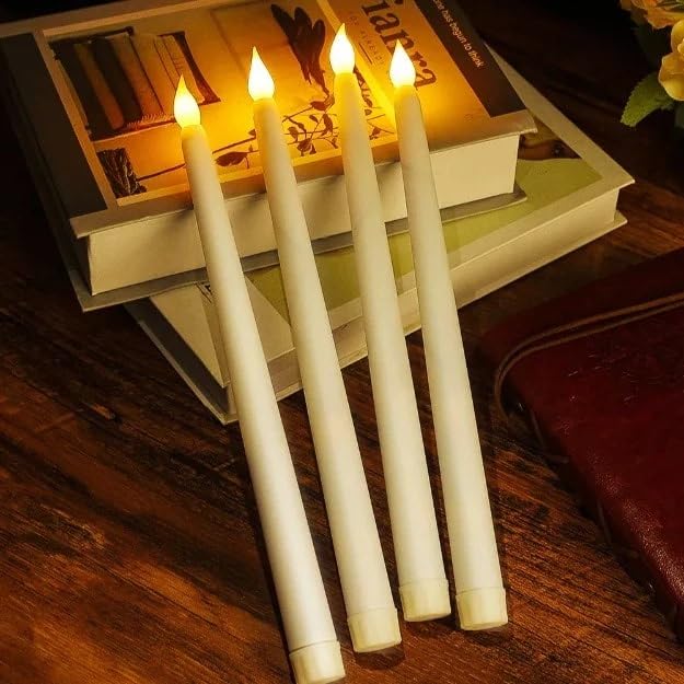 Chronos LED Long Pole Flameless Flickering Taper Candles – Battery Operated, Warm White, Pack of 5 | Realistic Glow, Safe & Smokeless, Perfect for Home Décor, Festivals, and Special Events - Image 5