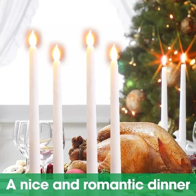Chronos LED Long Pole Flameless Flickering Taper Candles – Battery Operated, Warm White, Pack of 5 | Realistic Glow, Safe & Smokeless, Perfect for Home Décor, Festivals, and Special Events - Image 3