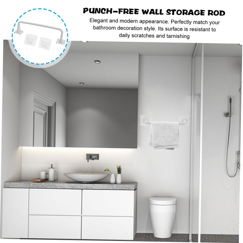 Self Adhesive Towel Rack Rod Wall Mounted Holder No Drill Space Saving for Bathroom Kitchen - Image 3