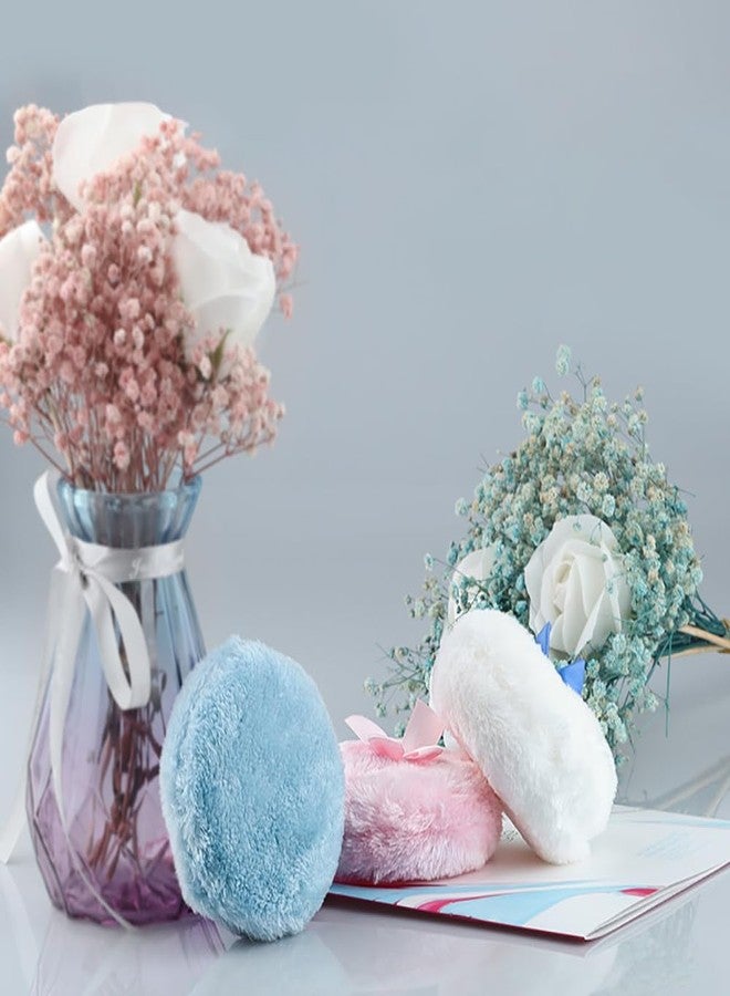 GSHLLO 2 قطع 4 بوصة كرات بودرة كبيرة رقيقة فائقة النعومة من الفيلور كرات بودرة للوجه والجسم قابلة لإعادة الاستخدام كرات بودرة فضفاضة قابلة للغسل كرات مكياج زغبية مع رباط وردي أصفر - Image 4