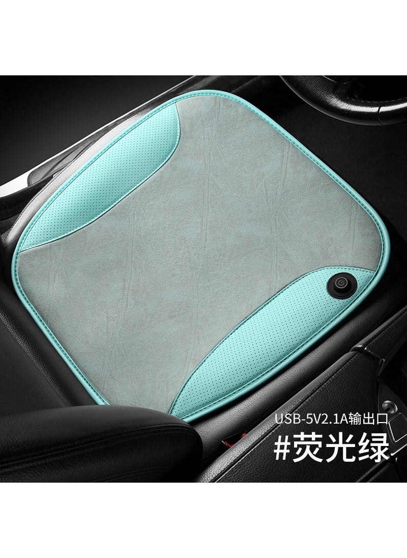 Generic Car heated seat cushion winter cushion office cushion short plush cushion USB socket seat cover small square cushion usb fluorescent green 