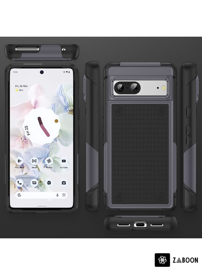 جرين تايجر جراب هاتف واقٍ مقاوم للصدمات من مادة TPU لهاتف Google Pixel 7 5G PC + (رمادي + أسود) - Image 2