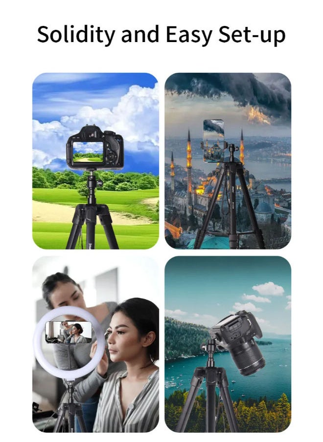 Jmary Aluminum Extendable Tripod Stand With Phone Holder Compatible for all Cameras Cell Phones Projector Webcam Spotting Scopes portable Tripod for Photography and Video Recording (KP-2208)  - Image 5