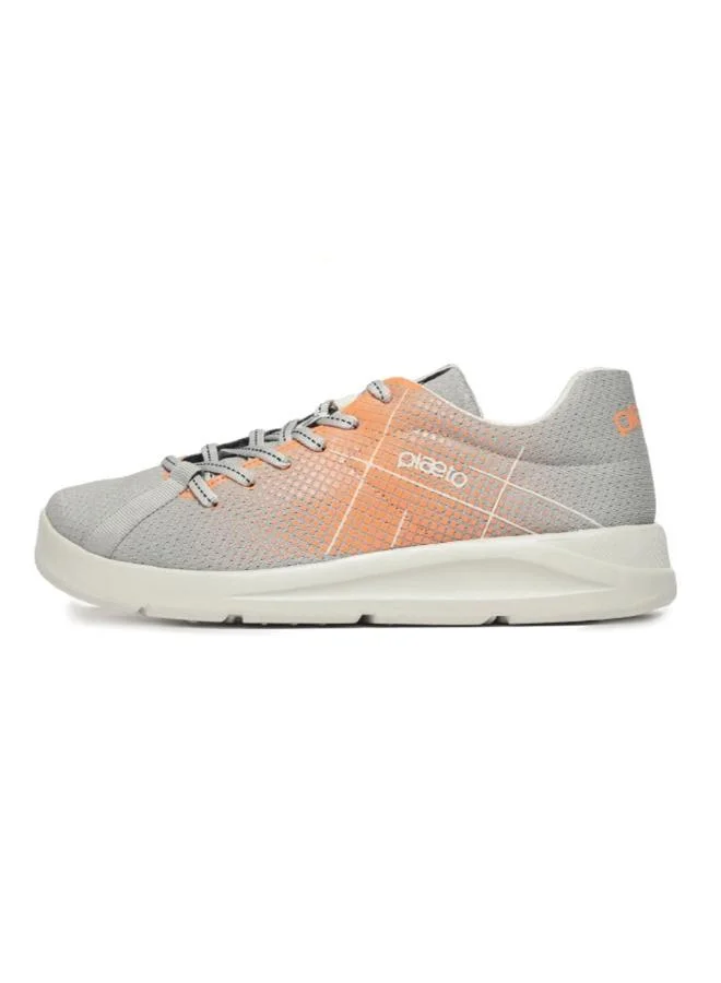 PLAETO Mens Casual Sneakers - Grey Orange Multiplay Design