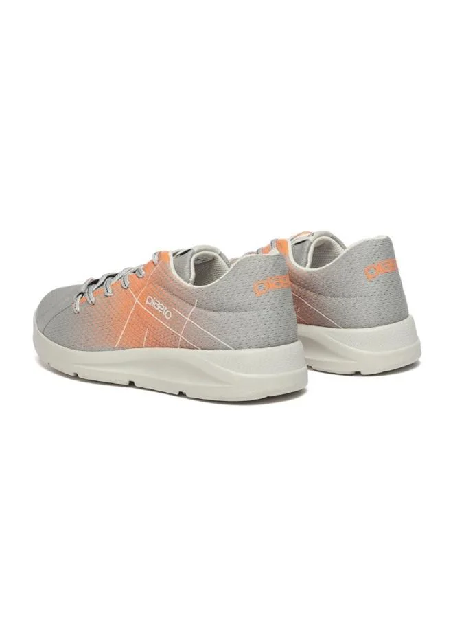 PLAETO Mens Casual Sneakers - Grey Orange Multiplay Design