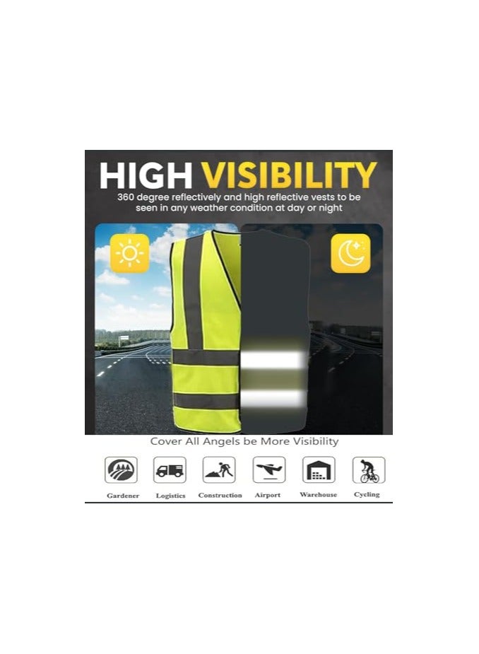 VINTAR Reflective Safety Vest, High Visibility Breathable Day Night Warning Safety Jacket -100% Polyester Fluorescent Fabric With Piping and 360° Protection!, Velcro Closure ( XL) 10 - Image 2