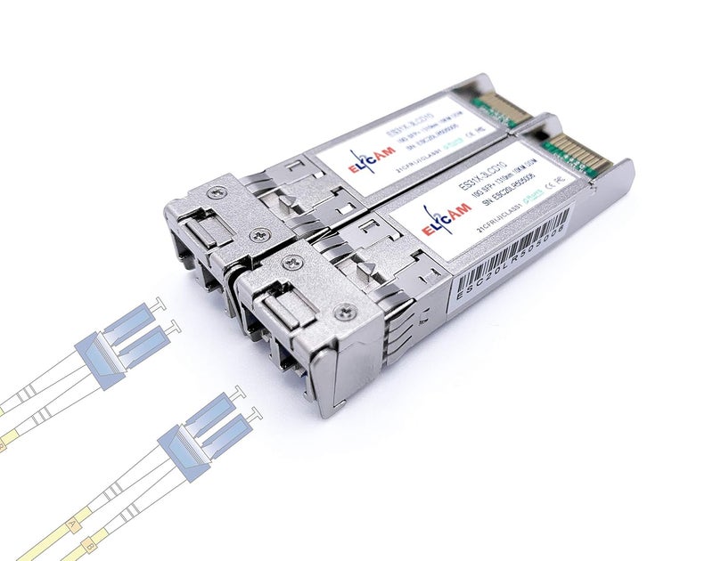 Elfcam ® - 2 Pack 10Gb SFP+ Transceiver Module, 10GBase-LR SFP+ Module 1310nm, LC/UPC Duplex Singlemode Connector (OS2), DDM10KM - Image 1