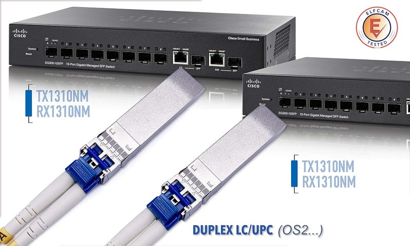 Elfcam ® - 2 Pack 10Gb SFP+ Transceiver Module, 10GBase-LR SFP+ Module 1310nm, LC/UPC Duplex Singlemode Connector (OS2), DDM10KM - Image 5