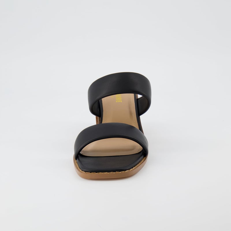 CUSHIONAIRE Women's Clever two band block heel sandal +Memory Foam, Wide Widths Available, Black 11 W - Image 3