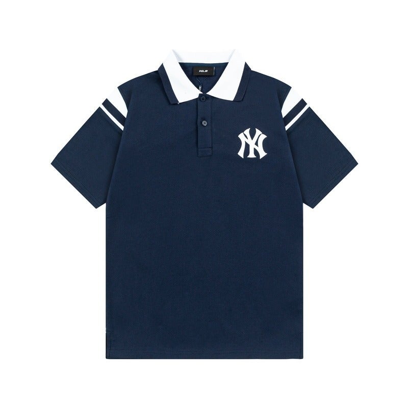 MLB New York Yankees Embroidered Logo Short Sleeve Polo Shirt for Men and Women - Casual Couple Style - Image 1