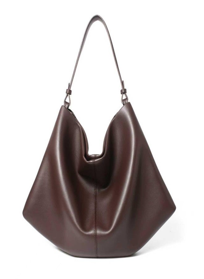 Covelin Minimalist Soft Leather Tote Bag - Adjustable & Detachable Crossbody Strap, Hobo Casual Shoulder Purse for Everyday Work Chocolate - Image 1