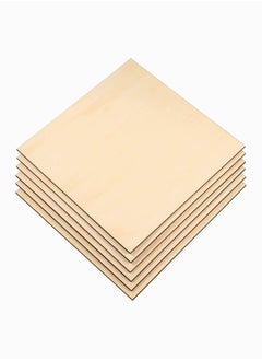 NIBEMINENT Unfinished Square Blank Wood Pieces Wooden Cutouts for DIY Crafts, Coasters, Pyrography, Painting, Photo Props and Decorations 6 Pieces, 25 * 0.3cm  - Image 1