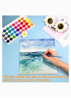 NIBEMINENT Unfinished Square Blank Wood Pieces Wooden Cutouts for DIY Crafts, Coasters, Pyrography, Painting, Photo Props and Decorations 6 Pieces, 25 * 0.3cm  - Image 3