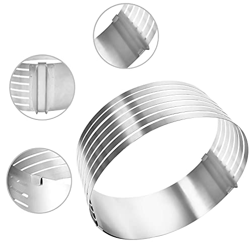 Oranlife Cake Leveler Slicer, Adjustable Round Cake Rings, Cake cutter, 7 Layer Stainless Steel Cake Slicing Accessories, 9.8-12.2 inch - Image 5