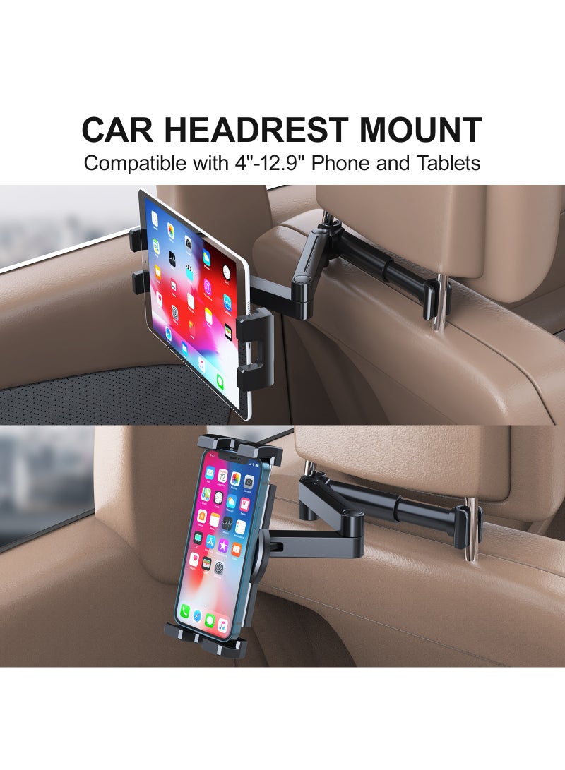 HouDeOS Car Tablet Holder Back Seat Mount Compatible with 4-12.9 Inch Devices iPad Holder for Kids Road Trip Essentials Travel and Everyday Use - Image 2