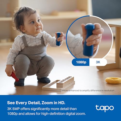 Tapo 3K 5MP Indoor Security Camera for Baby Monitor, Pet Camera w/Smart Motion Tracking, 360° Pan/Tilt, IR Night Vision for Home Security, Works w/Alexa & Google, RoomCam 3K 360° - Image 2